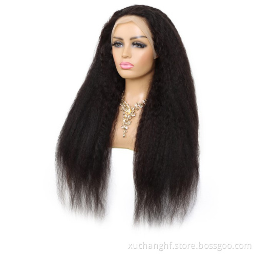 150% 180% Density Kinky Straight Human Hair Wigs Lace Front Wigs Kinky Straight 13x6 Lace Frontal Human Hair Wigs